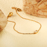 6*4mm oval with white zirconium bracelet 17+3cm+6mm round end tag gold color