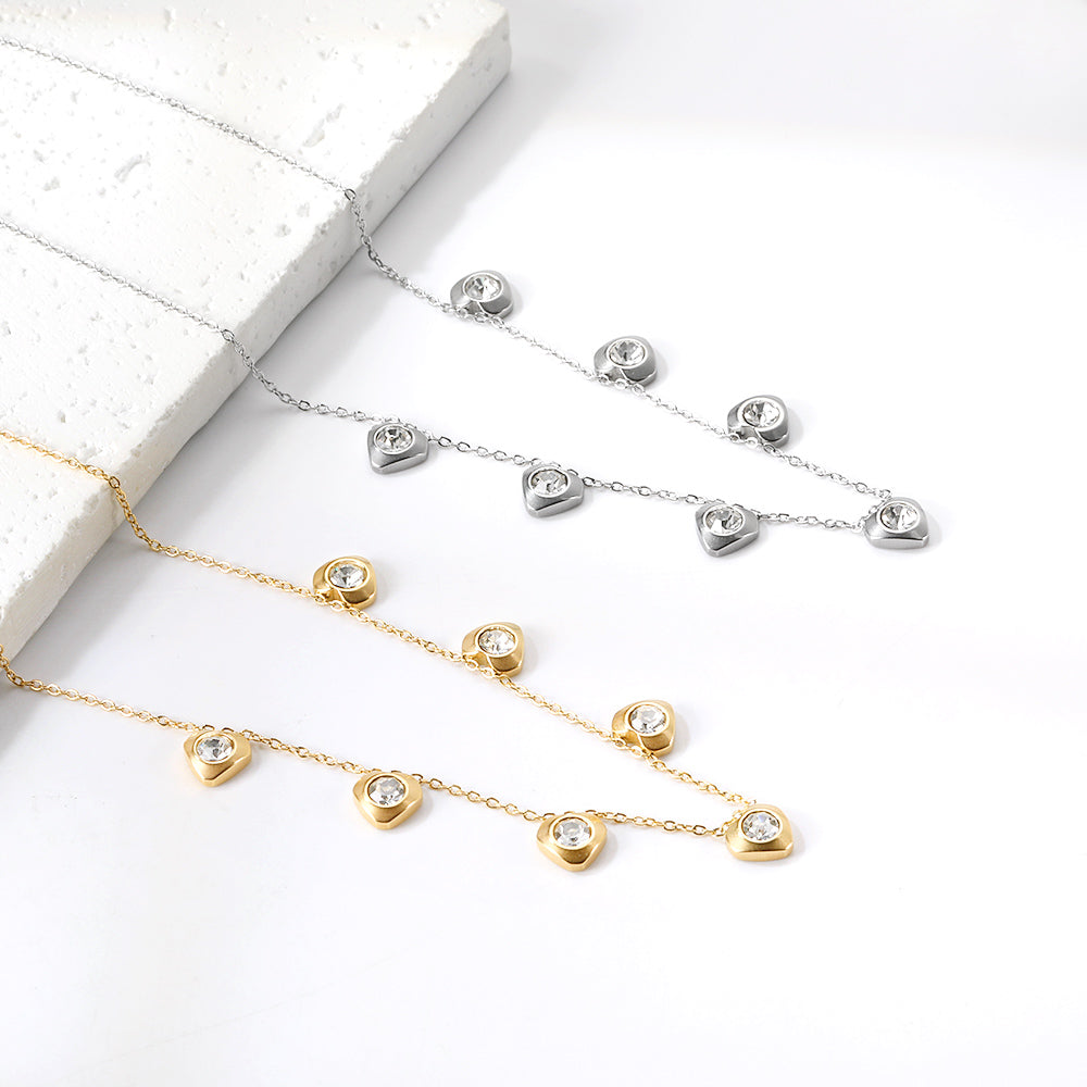 4 CZ necklaces in different colors asonjewelry