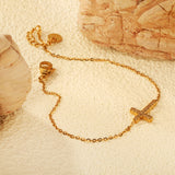 10*15mm Cross CNC White Zirconia Accessories Bracelet 17+3cm+6mm Round End Tag Gold Color