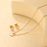 Pink/Light Blue Heart Drip Set Earrings: 7.8 x 10mm Pendant: 9.4 x 12mm 0.3mm Cross Chain 40+5cm + 6mm Round Pendant