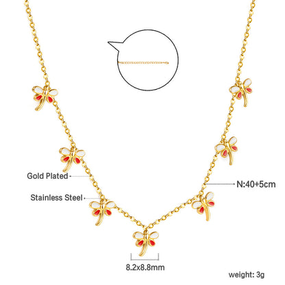 4 Different necklaces shell + cherry + crown + red dragonfly asonjewelry