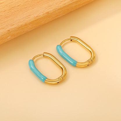 U-Shape Single White/Black/Purple/Pink/Lake Blue Drop Earrings 15.7*20.7*2.5mm asonjewelry