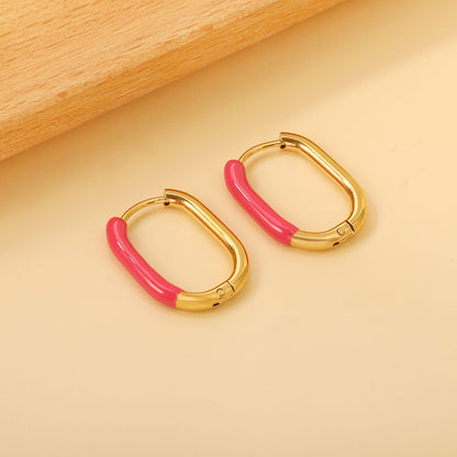 U-Shape Single White/Black/Purple/Pink/Lake Blue Drop Earrings 15.7*20.7*2.5mm asonjewelry