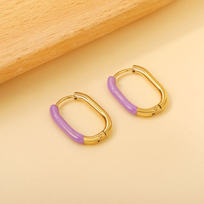 U-Shape Single White/Black/Purple/Pink/Lake Blue Drop Earrings 15.7*20.7*2.5mm asonjewelry