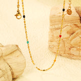 Mixed Color Dots Adhesive Necklace 40+5cm+6mm Round Plaque Golden