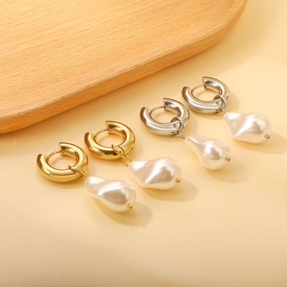 5*20.4mm Round with Shaped White Pearl Stud Earrings 14.9*21.8mm asonjewelry