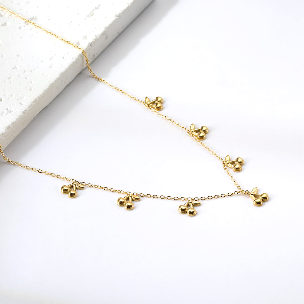 4 Different necklaces shell + cherry + crown + red dragonfly asonjewelry