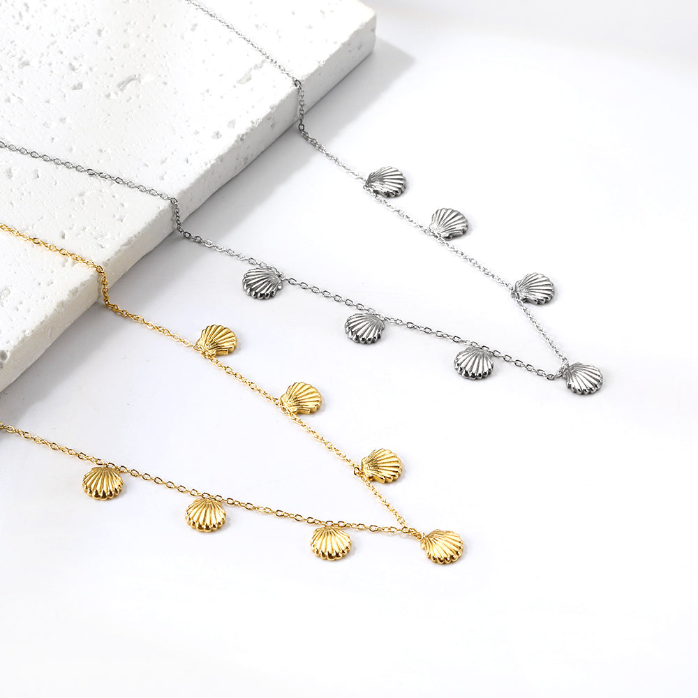 4 Different necklaces shell + cherry + crown + red dragonfly asonjewelry