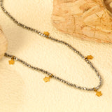 4.3*6mm pentagram accessories +2mm white/mineral black beads necklace 40+5cm+6mm round plate Gold color