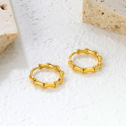 14*13.4mm glossy bamboo earrings gold color asonjewelry