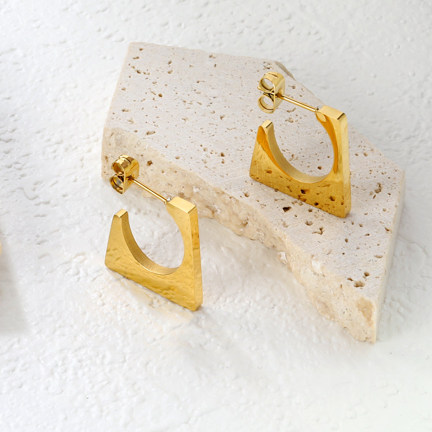 2.3*20.6mm geometric glossy earrings gold color asonjewelry