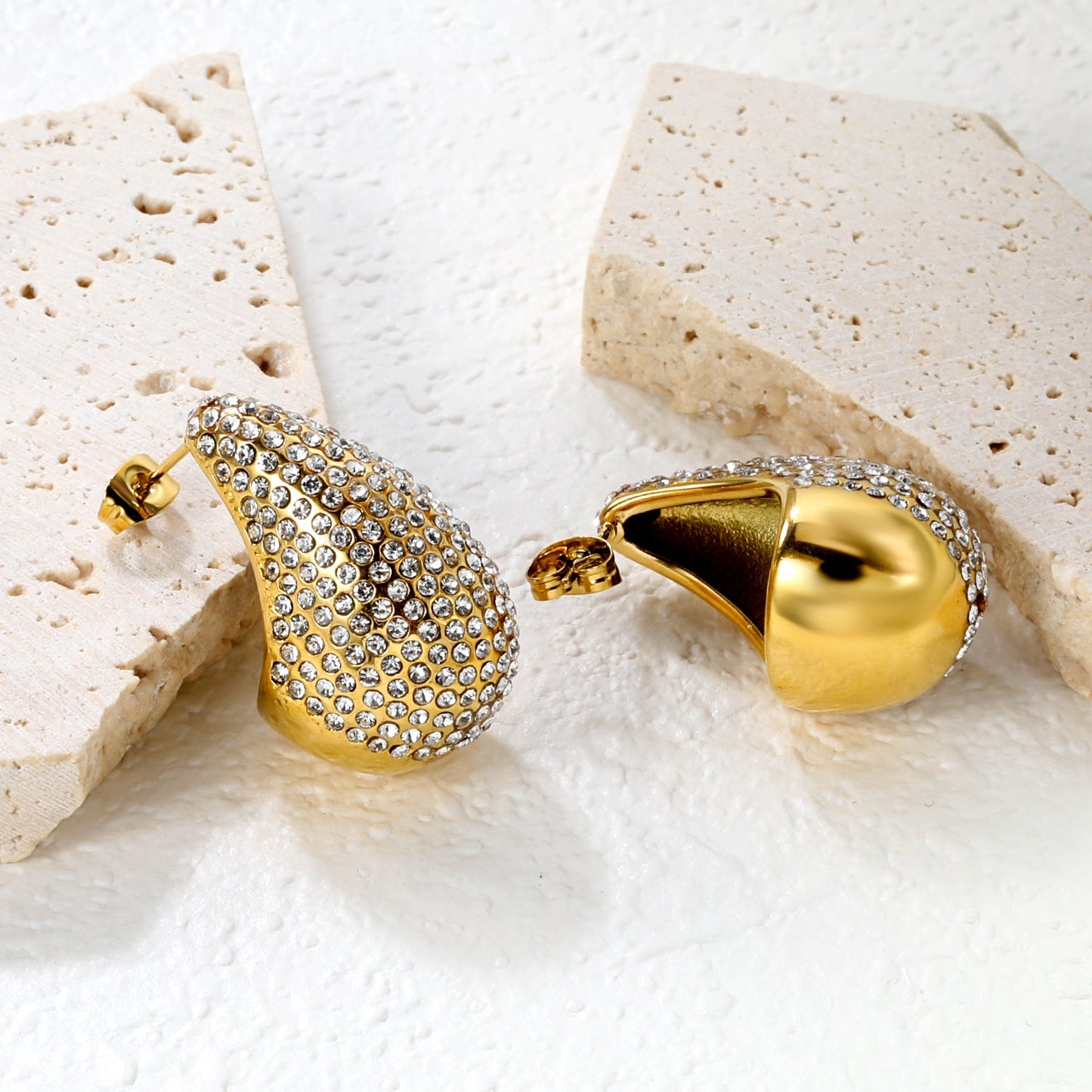 20.3*30mm drop earrings with white diamonds Gold color asonjewelry