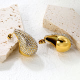 20.3*30mm drop earrings with white diamonds Gold color