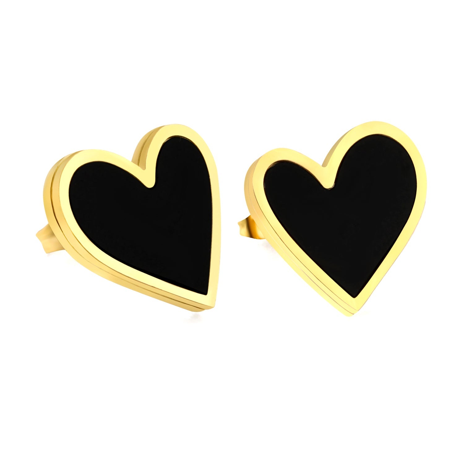 Heart Earrings with Black Shells 18*15.9mm asonjewelry