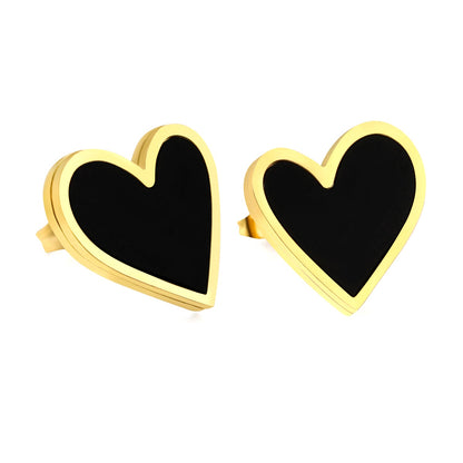 Heart Earrings with Black Shells 18*15.9mm asonjewelry