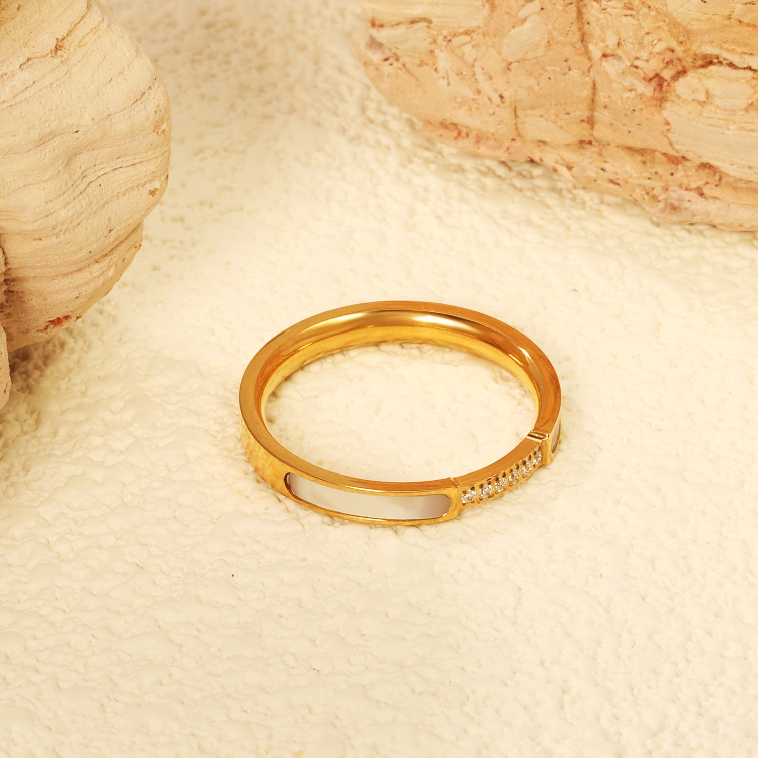 white zirconia+CNC white zirconia solitaire ring gold color asonjewelry