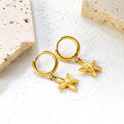 2.0*Inside 10mm ear buckle+13*15mm starfish accessories earrings gold color asonjewelry