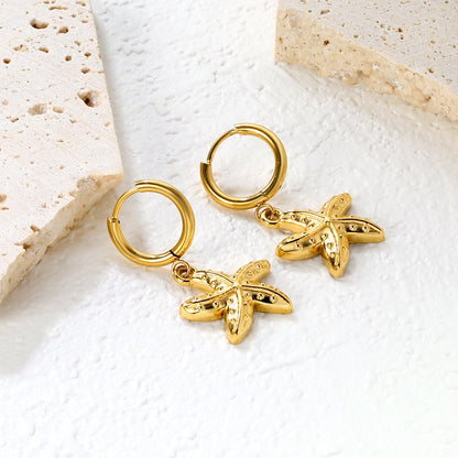 2.0*Inside 10mm earring+17*17mm starfish earring Gold color asonjewelry
