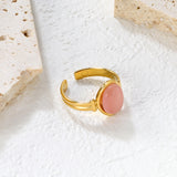 3-Piece Gold Open Rings Set: Pink Turquoise, Blue Turquoise & Brown Stone