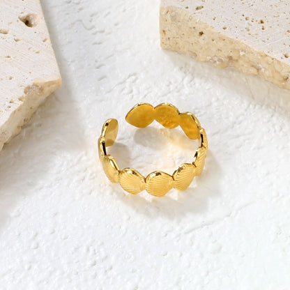 Gold Shell & Disc Band Ring asonjewelry