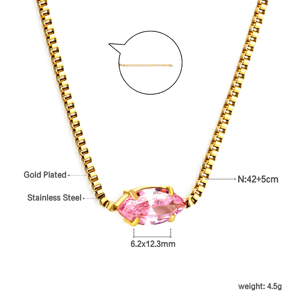 2024 New year 12 different colors diamond pendant necklace 42+5cm asonjewelry