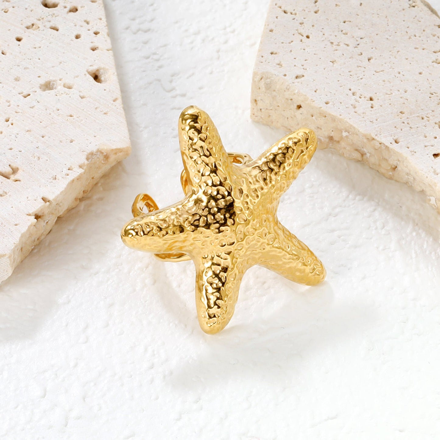 Gold Starfish Open Ring asonjewelry