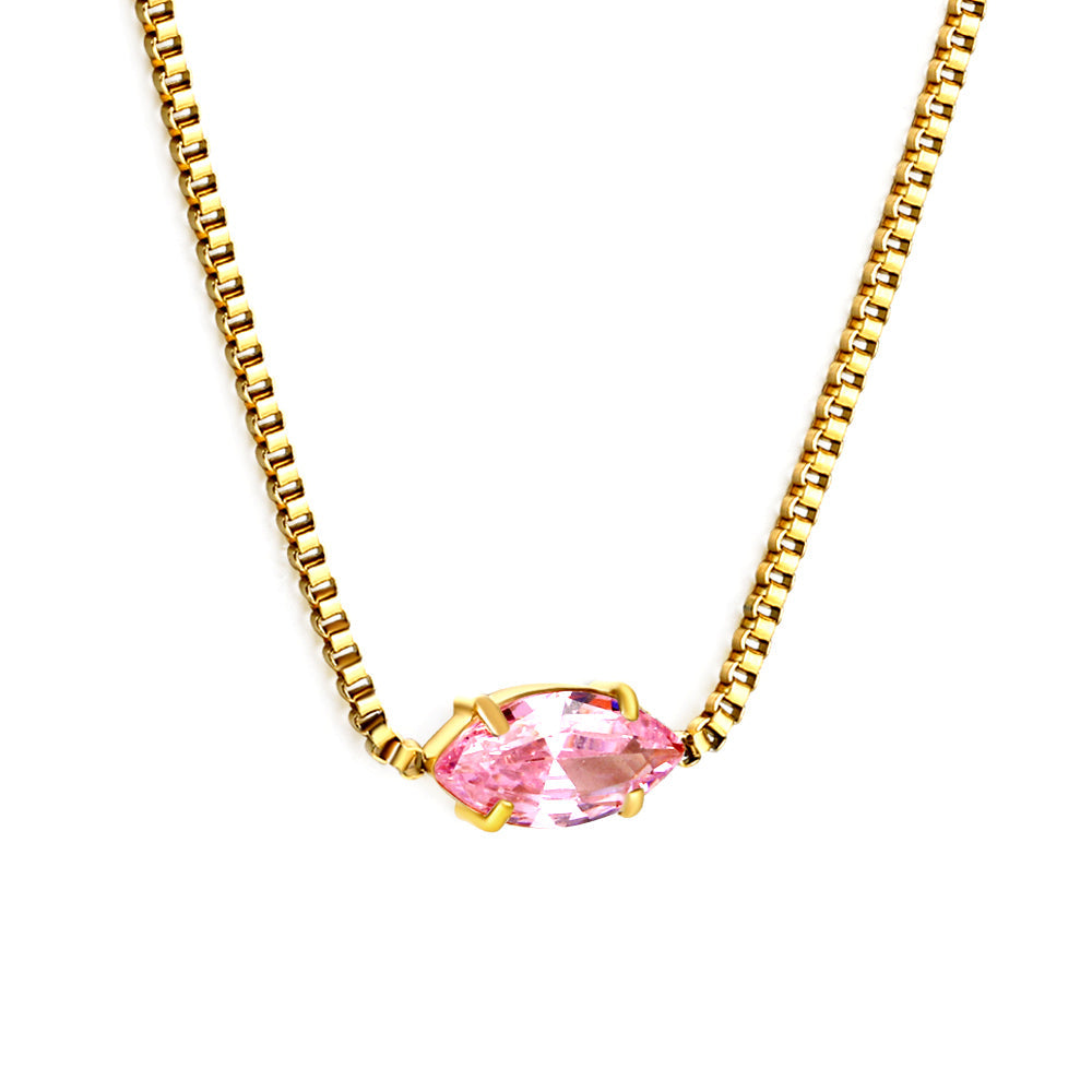 2024 New year 12 different colors diamond pendant necklace 42+5cm asonjewelry