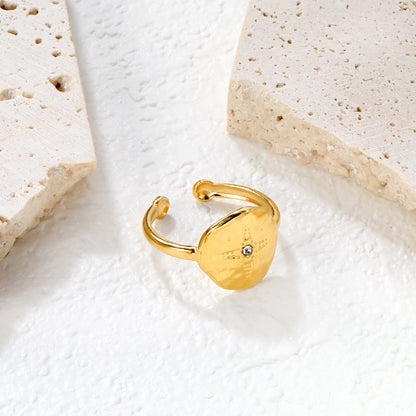 Gold Square CZ Open Ring asonjewelry