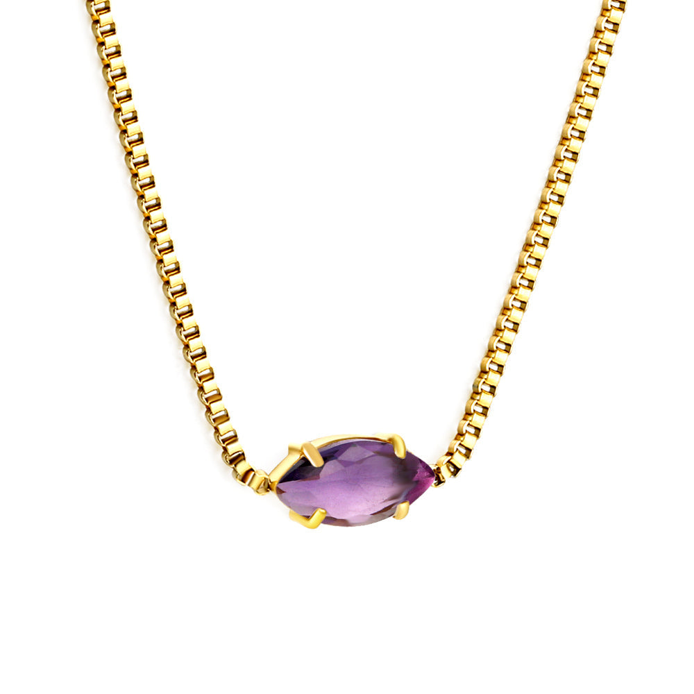 2024 New year 12 different colors diamond pendant necklace 42+5cm asonjewelry