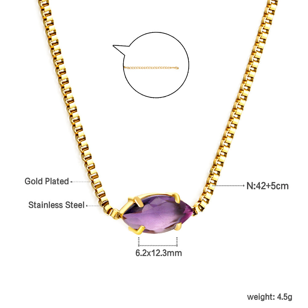 2024 New year 12 different colors diamond pendant necklace 42+5cm asonjewelry