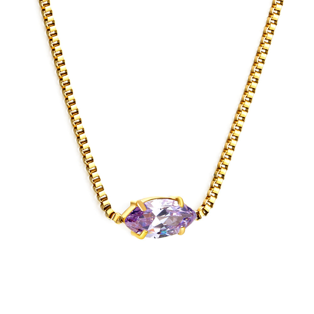 2024 New year 12 different colors diamond pendant necklace 42+5cm asonjewelry