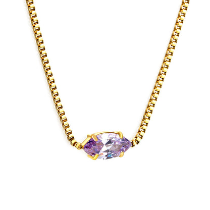 2024 New year 12 different colors diamond pendant necklace 42+5cm asonjewelry