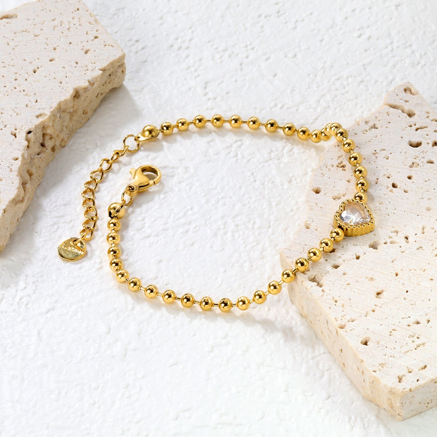 8.6*8.6mm white/light purple/pomegranate red zirconia 3mm bead chain 18+3cm+6mm round pendant bracelet asonjewelry