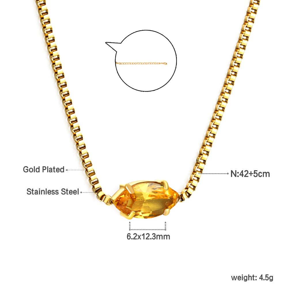 2024 New year 12 different colors diamond pendant necklace 42+5cm asonjewelry