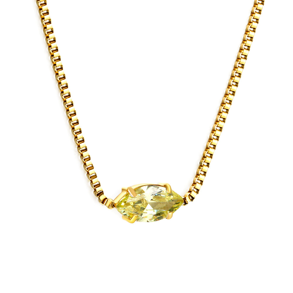 2024 New year 12 different colors diamond pendant necklace 42+5cm asonjewelry