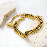2 x 8mm double-sided rounded chain + 18+3cm + 15 x 13mm shell tail tag bracelet, gold