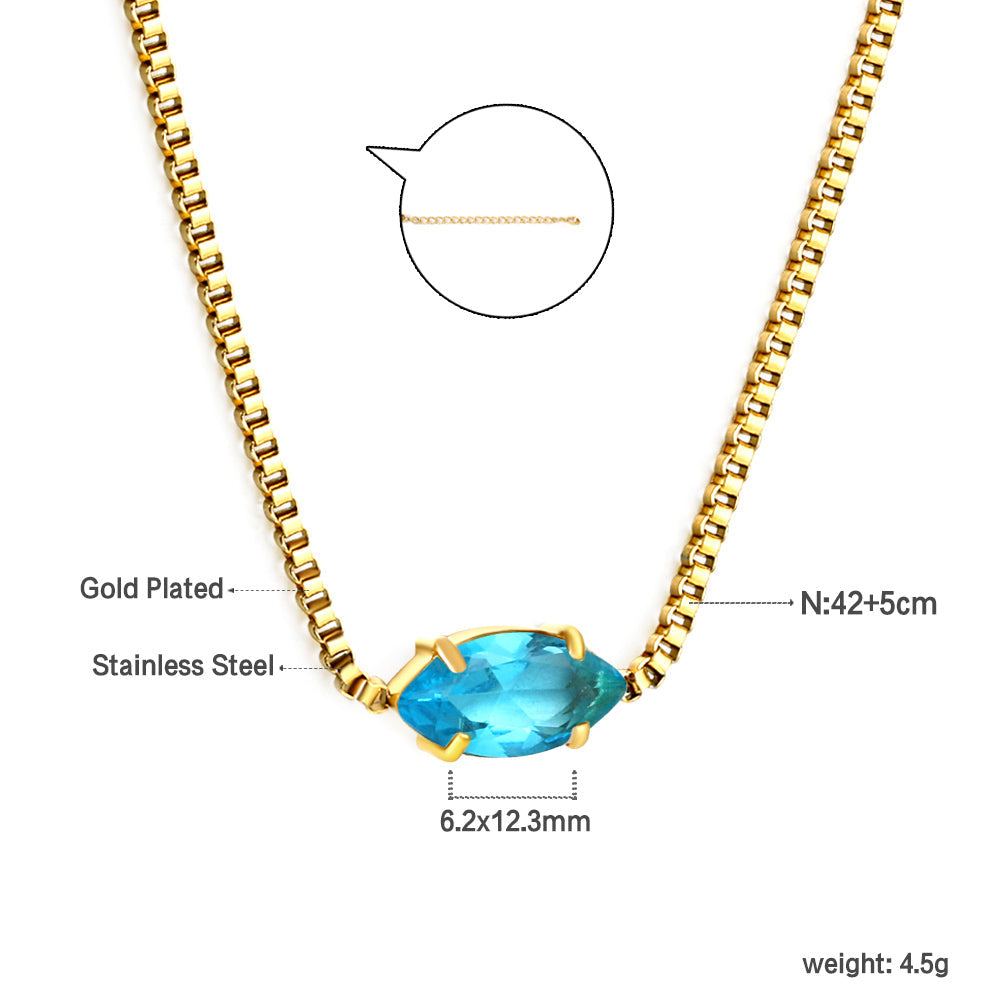 2024 New year 12 different colors diamond pendant necklace 42+5cm asonjewelry
