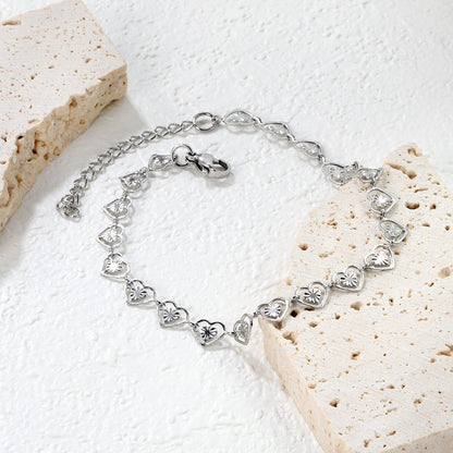 7.4 x 6mm heart-shaped accessory, 20+5cm, bracelet, steel color/gold color asonjewelry