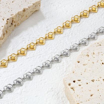 7.4 x 6mm heart-shaped accessory, 20+5cm, bracelet, steel color/gold color asonjewelry