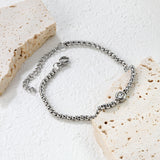6mm white diamond-set pendant, width 2.9 x 18+5cm, bracelet, steel color/gold color