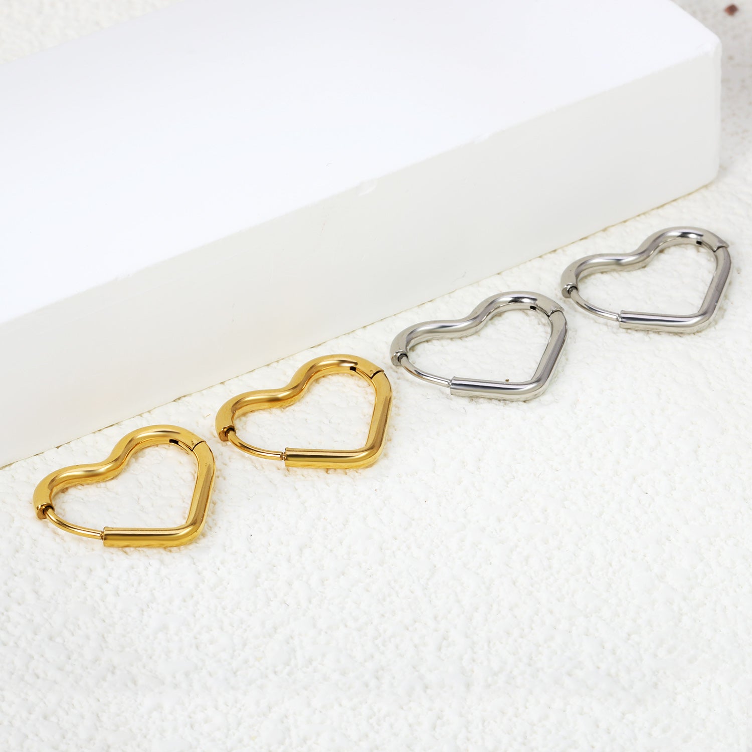 Heart-shaped loop ear wires 2*20*17.2mm steel color gold color asonjewelry