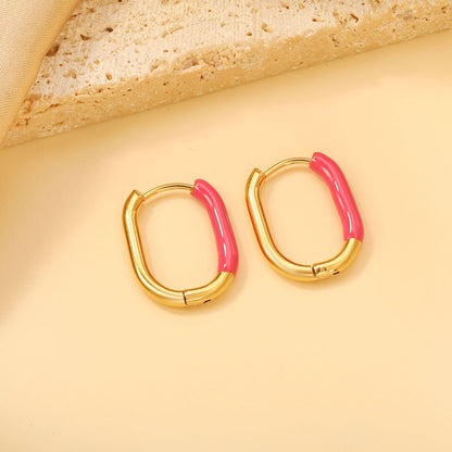 U-Shape Single White/Black/Purple/Pink/Lake Blue Drop Earrings 15.7*20.7*2.5mm asonjewelry