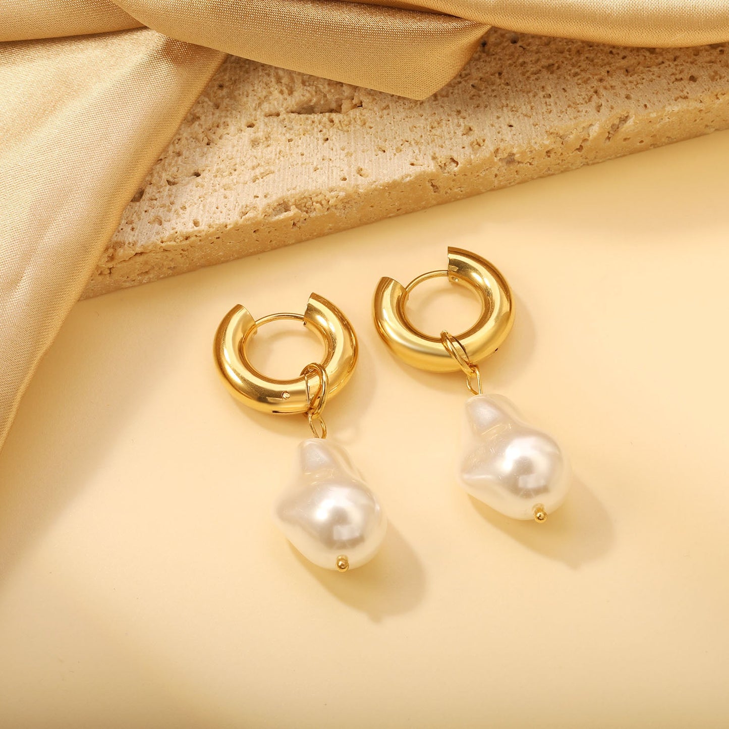5*20.4mm Round with Shaped White Pearl Stud Earrings 14.9*21.8mm asonjewelry