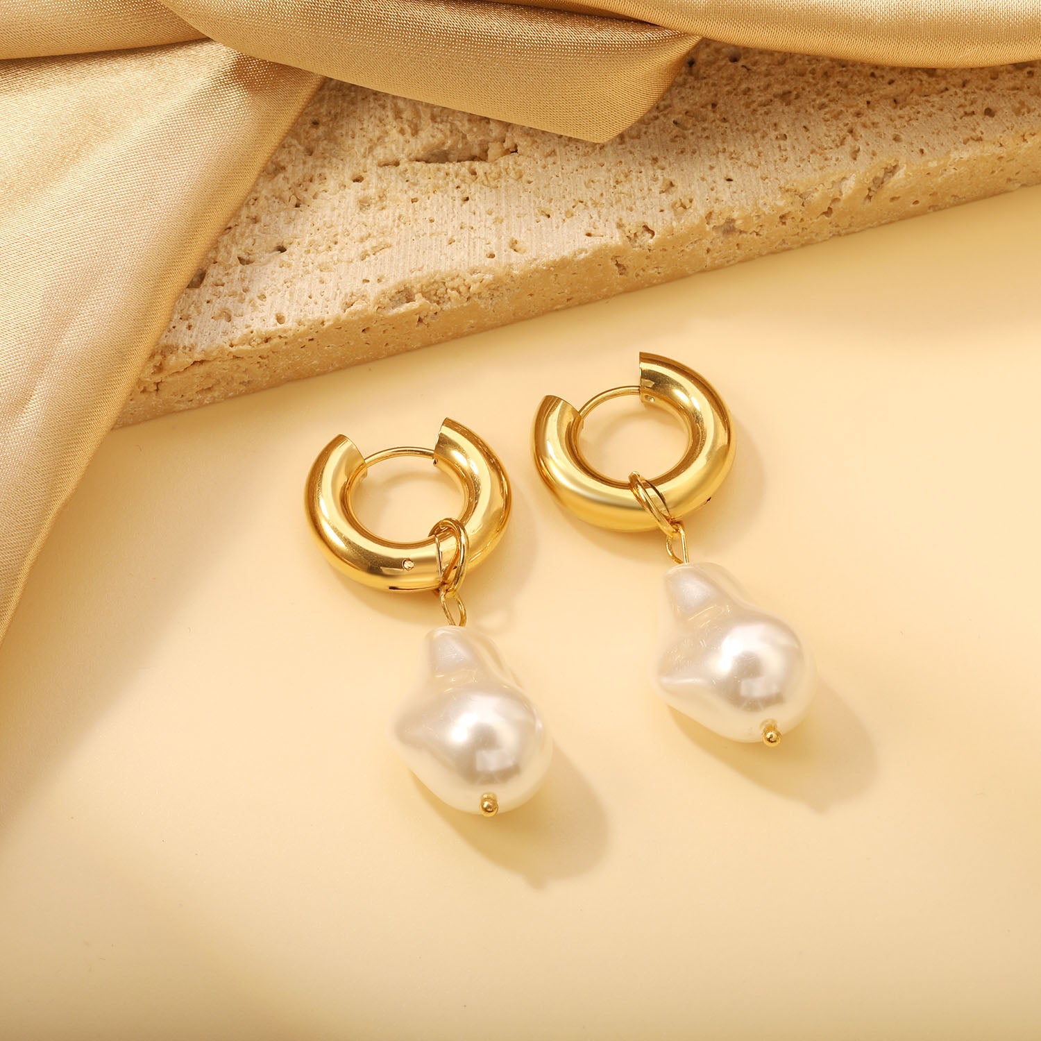 5*20.4mm Round with Shaped White Pearl Stud Earrings 14.9*21.8mm asonjewelry