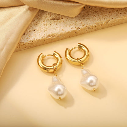 5*20.4mm Round with Shaped White Pearl Stud Earrings 14.9*21.8mm asonjewelry