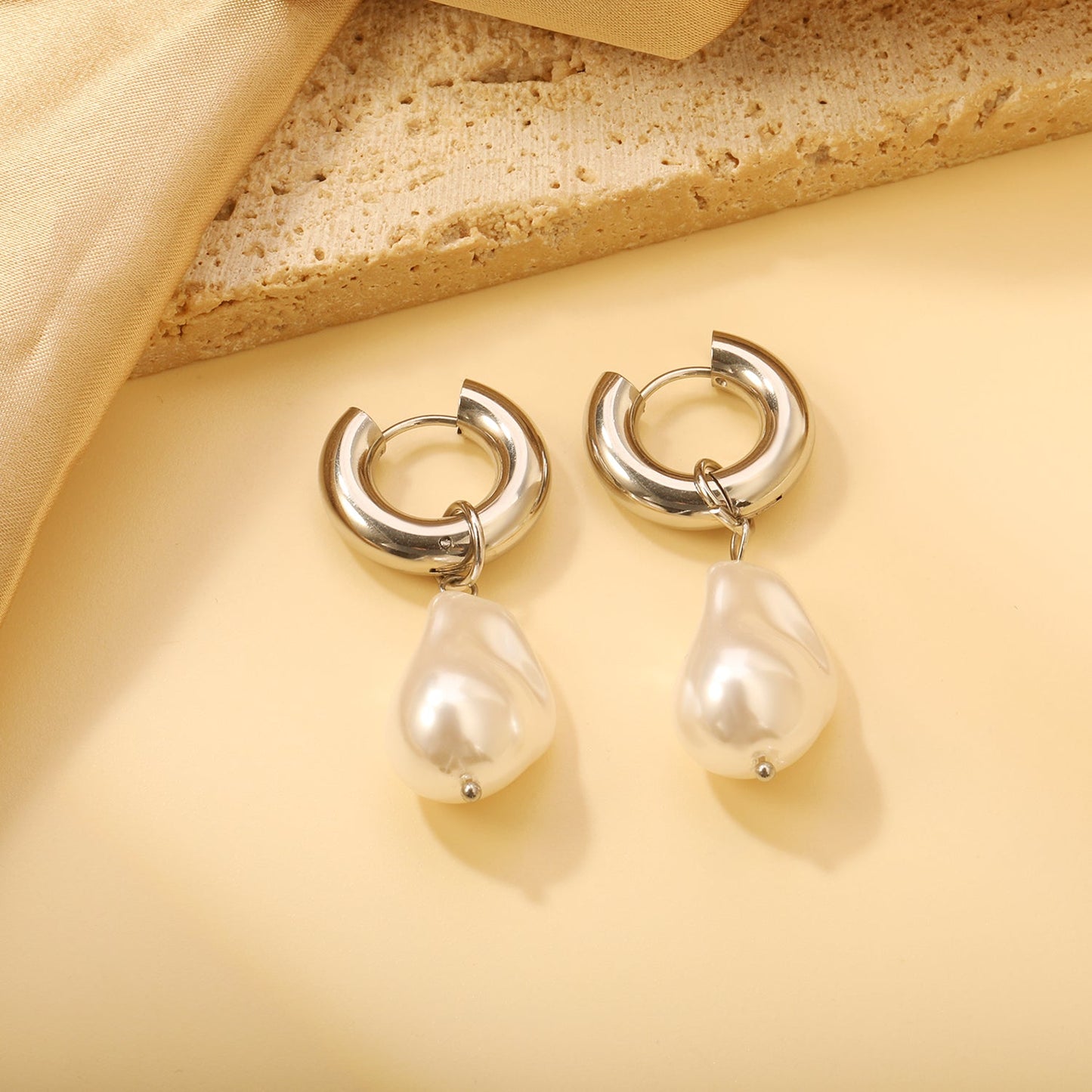 5*20.4mm Round with Shaped White Pearl Stud Earrings 14.9*21.8mm asonjewelry