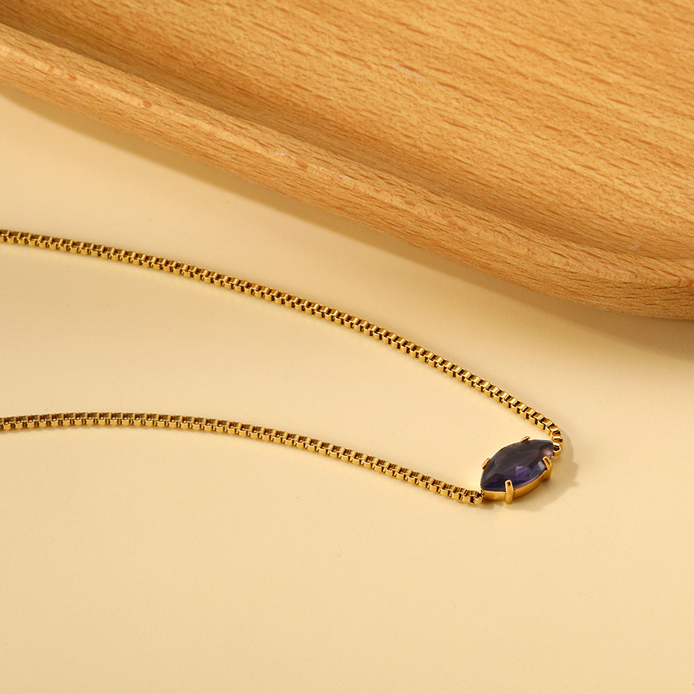 2024 New year 12 different colors diamond pendant necklace 42+5cm asonjewelry