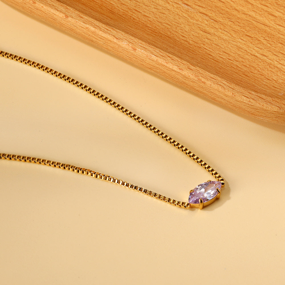 2024 New year 12 different colors diamond pendant necklace 42+5cm asonjewelry