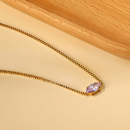 2024 New year 12 different colors diamond pendant necklace 42+5cm asonjewelry