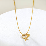 15 x 20.7mm Starfish + 10.1 x 11.4mm Shell + 5.6mm Pearl Accessories 1.2mm Round Snake Chain 40+5cm+6mm Necklace Gold